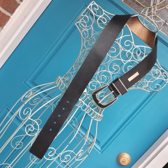 MK Genuine Leather Belt Wide Black Belt Classic Wardrobe Keeper Michael Kors - Picture 9 of 14